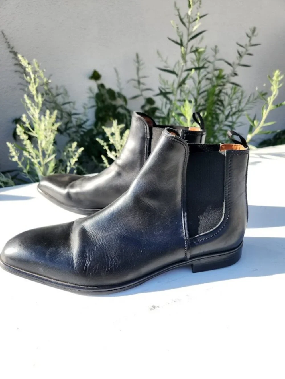 Aldo Chelsea Men's Boots Shoes Size 10.5 Mens Black Leather Almond Toe  Elastic